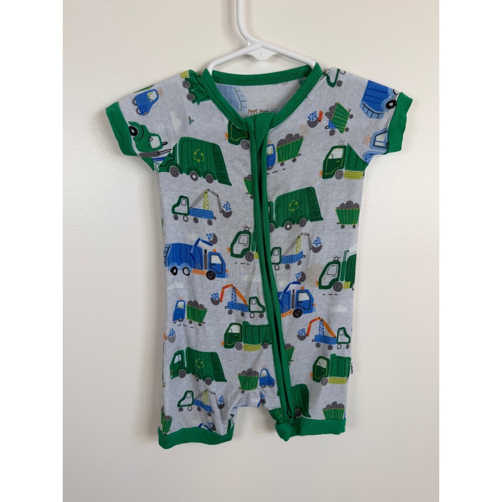 Little Sleepies Garbage Truck Bamboo Shorty Zippy 3-6 Months